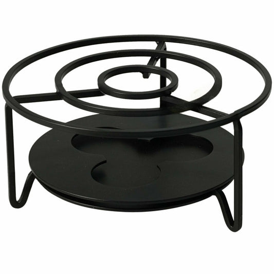 Stövchen aus Edelstahl, schwarz lackiert Durchmesser 16 cm für 3 Teelichter